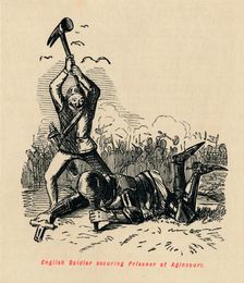 English Soldier securing Prisoner at Agincourt c1860, (c1860). Artist: John Leech