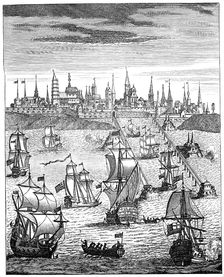 English squadron carrying troops to take possession of Dunkirk, 1708, (1894)