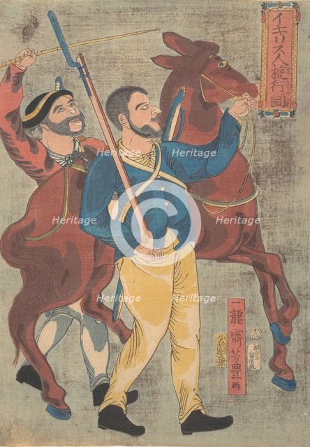 Englishman Walking for Pleasure, 12th month, 1860. Creator: Ichiryusai Yoshitoyo.