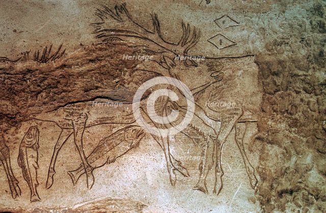 Engraved bone from Lortet, Hautes Pyrenees. Artist: Unknown