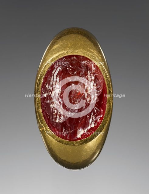 Engraved Gem with a portrait of Demosthenes inset into a gold ring, 25-1 B.C. Creator: Unknown.