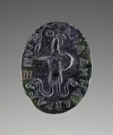 Engraved Gem with Abrasax and a magical inscription, A.D. 100-250. Creator: Unknown
