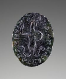 Engraved Gem with Abrasax and a magical inscription, A.D. 100-250. Creator: Unknown