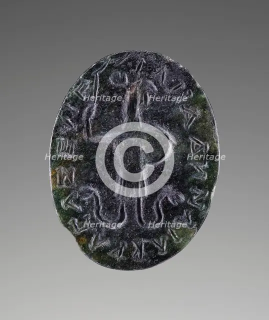 Engraved Gem with Abrasax and a magical inscription, A.D. 100-250. Creator: Unknown.