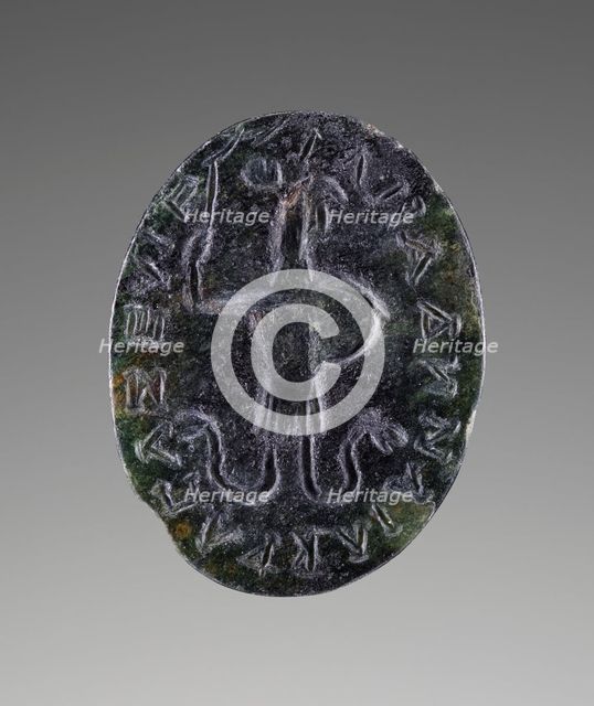 Engraved Gem with Abrasax and a magical inscription, A.D. 100-250. Creator: Unknown.