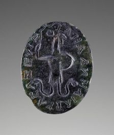 Engraved Gem with Abrasax and a magical inscription, A.D. 100-250. Creator: Unknown