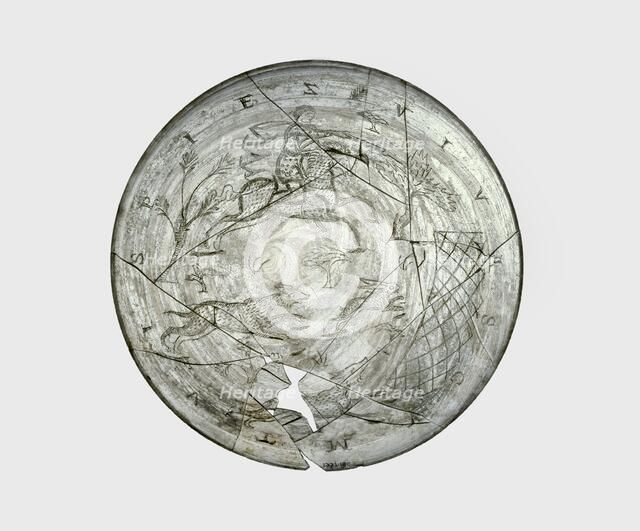 Engraved glass bowl (Wint Hill Bowl), early 4th century. Artist: Unknown.