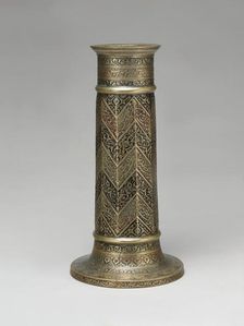 Engraved Lamp Stand with Chevron Pattern, Iran, dated A.H. 986/ A.D. 1578-79. Creator: Unknown
