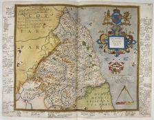 Engraved map of Northumberland, 1579. Creator: Christopher Saxton