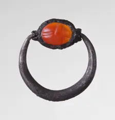Engraved Scarab Gem Inset Into a Ring, late 6th century BC. Creator: Unknown