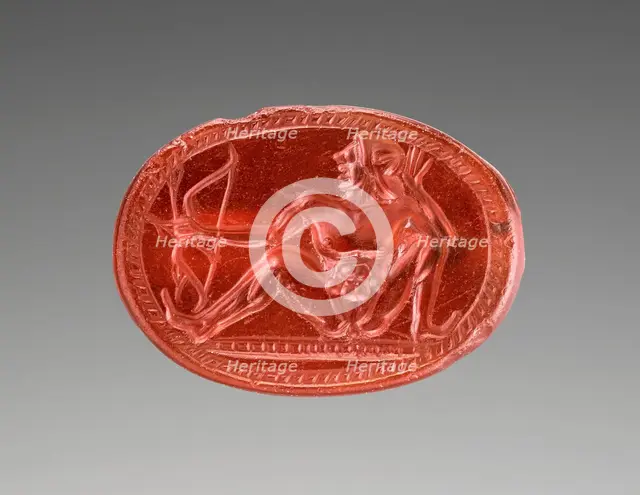 Engraved Scarab with a Nude Archer, about 500 BC. Creator: Unknown.