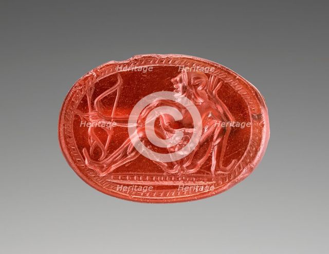 Engraved Scarab with a Nude Archer, about 500 BC. Creator: Unknown.