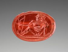 Engraved Scarab with a Nude Archer, about 500 BC. Creator: Unknown