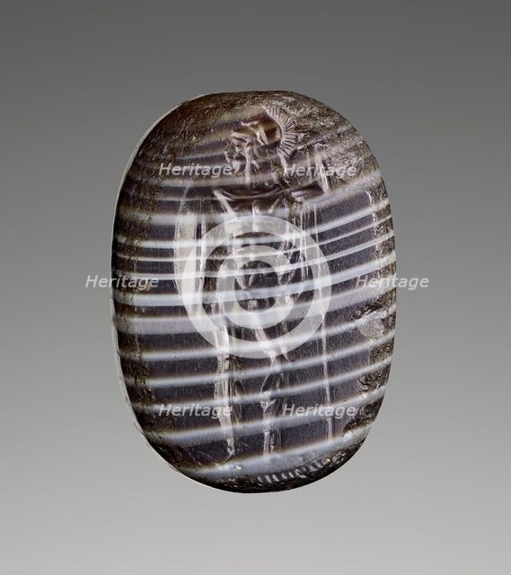 Engraved Scaraboid with a Standing Warrior, about 475 BC. Creator: Unknown.