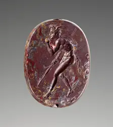 Engraved Scaraboid with Perseus, 400-350 BC. Creator: Unknown