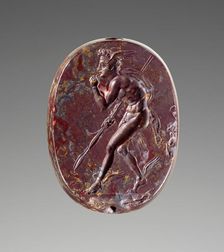 Engraved Scaraboid with Perseus, 400-350 BC. Creator: Unknown