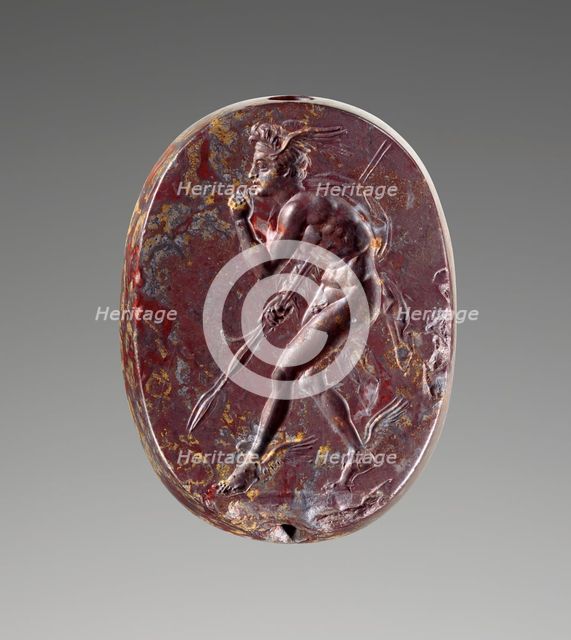 Engraved Scaraboid with Perseus, 400-350 BC. Creator: Unknown.