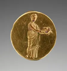 Engraved Ring with an Actor Holding a Theater Mask, 325-300 BC. Creator: Unknown