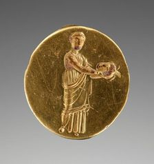 Engraved Ring with an Actor Holding a Theater Mask, 325-300 BC. Creator: Unknown