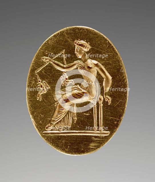 Engraved Ring with Aphrodite Weighing Two Erotes, about 350 BC. Creator: Unknown.