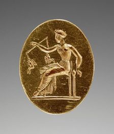 Engraved Ring with Aphrodite Weighing Two Erotes, about 350 BC. Creator: Unknown