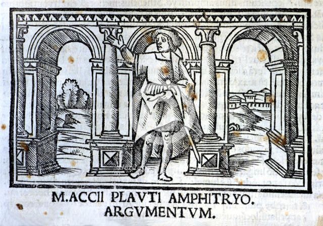 Engraving belonging to the Act I of the play 'Amphitryo', by Tito Maccio Plautus, in an edition o…
