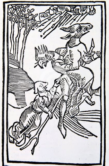 Engraving from the German work 'Treaty of evil women called witches' by Dr. Ulrich Molitor, publi…