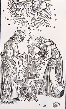 Engraving from the German work Treaty of evil women called witches by Dr. Ulrich Molitor, publi…