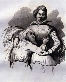Engraving in the book Despedida del Diablo Cojuelo (Farewell of the Cojuelo Devil) by Luis Vele…