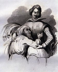 Engraving in the book Despedida del Diablo Cojuelo (Farewell of the Cojuelo Devil) by Luis Vele…