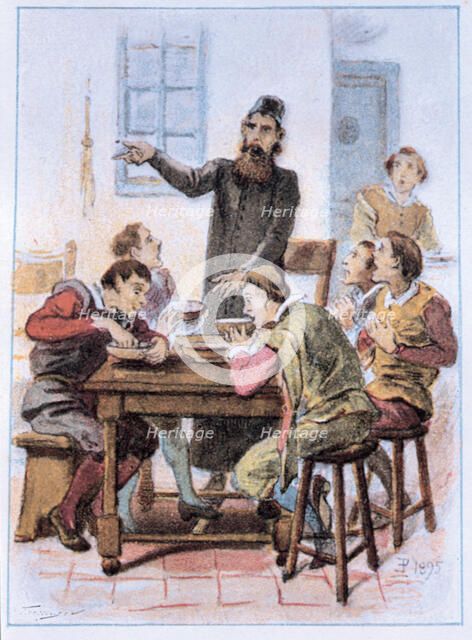 Engraving with a scene from the work 'Historia del Buscón llamado Don Pablos' (Story of the Buscó…