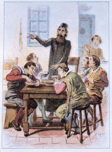 Engraving with a scene from the work Historia del Buscón llamado Don Pablos (Story of the Buscó…