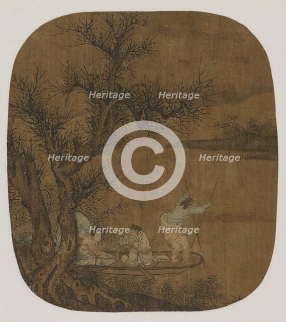 Enjoying a meal on board a boat, Ming dynasty, 16th-17th century. Creator: Unknown.