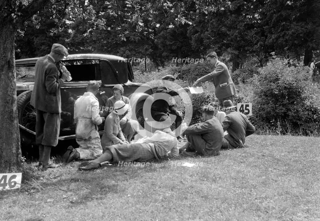 Enjoying a picnic at the MAC Shelsley Walsh Speed Hill Climb, Worcestershire. Artist: Bill Brunell.