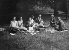 Enjoying a picnic at the Middlesex County AC Hill Climb, c1930. Artist: Bill Brunell