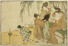 Enjoying Fireworks, from the illustrated book "Picture Book: Flowers of the Four Seasons..., 1801. Creator: Kitagawa Utamaro