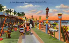 Enjoying the Cabana Life at Miami Beach, Florida USA, 1941