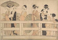 Enjoying the Cool Evening Breeze on...the Bridge, ca. 1800. Creator: Kitagawa Utamaro
