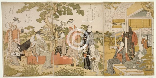 Enjoying the Cool in a Garden, Japan, c. 1788/90. Creator: Kitagawa Utamaro.