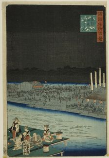 Enjoying the Cool in the Evening at Shijo, Kyoto (Kyoto Shijo yu suzumi) from the series "..., 1859. Creator: Utagawa Hiroshige II