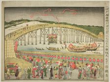 Enjoying the Evening Cool at Ryôgoku Bridge in Edo..., Japan, late 18th-early 19th century. Creator: Kitao Masayoshi