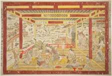Enjoying the Evening Cool near Ryogoku Bridge (Ryogoku bashi yusuzumi uki-e), c. 1740. Creator: Okumura Masanobu