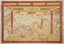 Enjoying the Evening Cool near Ryogoku Bridge (Ryogoku bashi yusuzumi uki-e), c. 1740. Creator: Okumura Masanobu