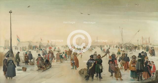 Enjoying the Ice near a Town, c.1620. Creator: Hendrick Avercamp.