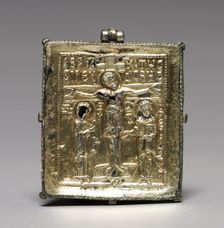 Enkolpion with the Crucifixion (front) and Saints Theodore and George (back), 1080-1120. Creator: Unknown