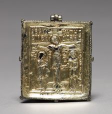 Enkolpion with the Crucifixion (front) and Saints Theodore and George (back), 1080-1120. Creator: Unknown