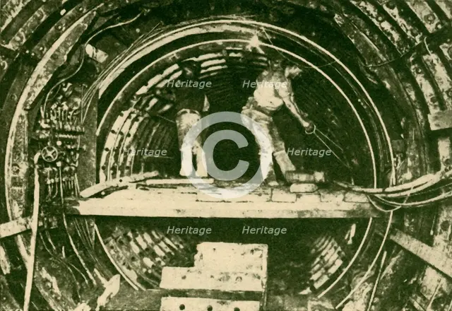 'Enlarging Tunnels on the City and South London Railway, Shoowing New and Old Diameters', 1930. Creator: Unknown.