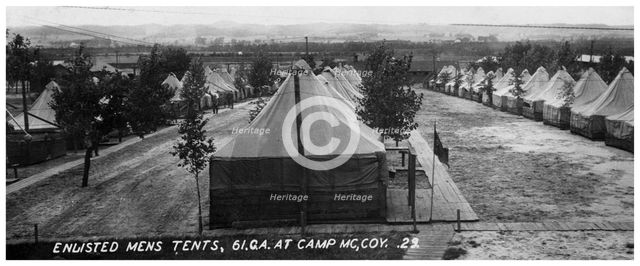 Enlisted men's tents, 61st Cavalry Artillery, Camp McCoy, Wisconsin, USA, 1940. Artist: Unknown