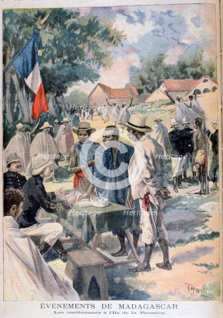 Enlisting Natives on the Island of La Reunion, 1895. Artist: Oswaldo Tofani