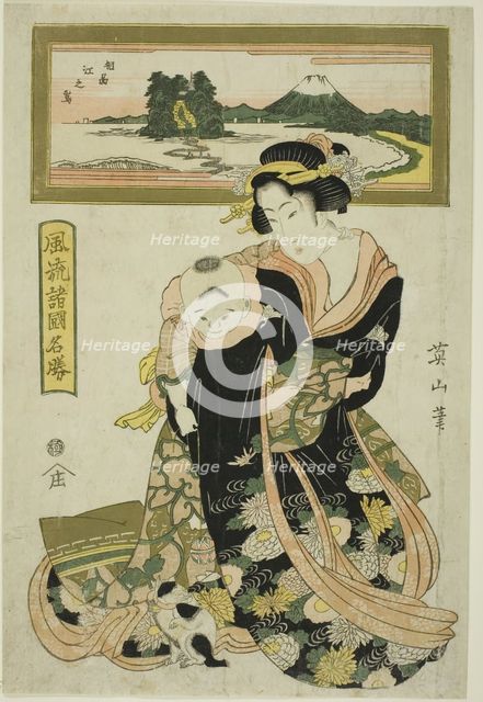 Enoshima in Sagami Province (Soshu Enoshima), fron the series "Elegant Famous..., early 19th cent. Creator: Kikukawa Eizan.
